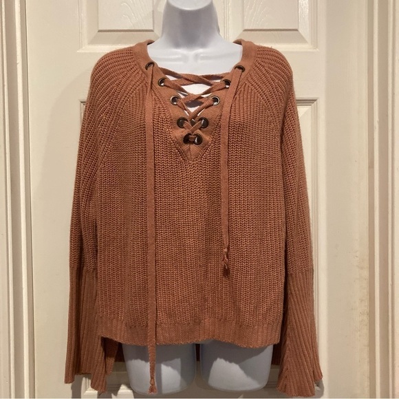Ladies Coral Miracle Lace Up Sweater - Picture 1 of 4
